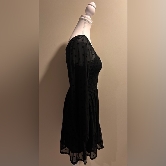 Like New Teen Girl black sheer polka dot dress. Flattering and flirty. - Picture 2 of 4